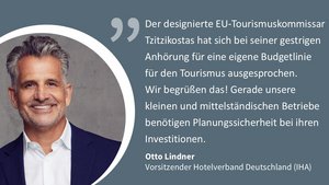 Statement von Otto Lindner zur Anhörung von EU-Tourismuskommissar Apostolos Tzitzikostas im EU-Parlament 